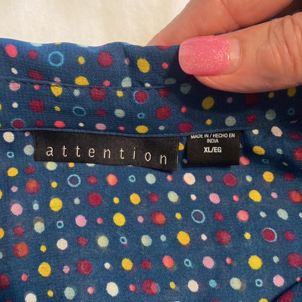 Attention, sheer sleeveless polkadot blouse. XL - Picture 5 of 9